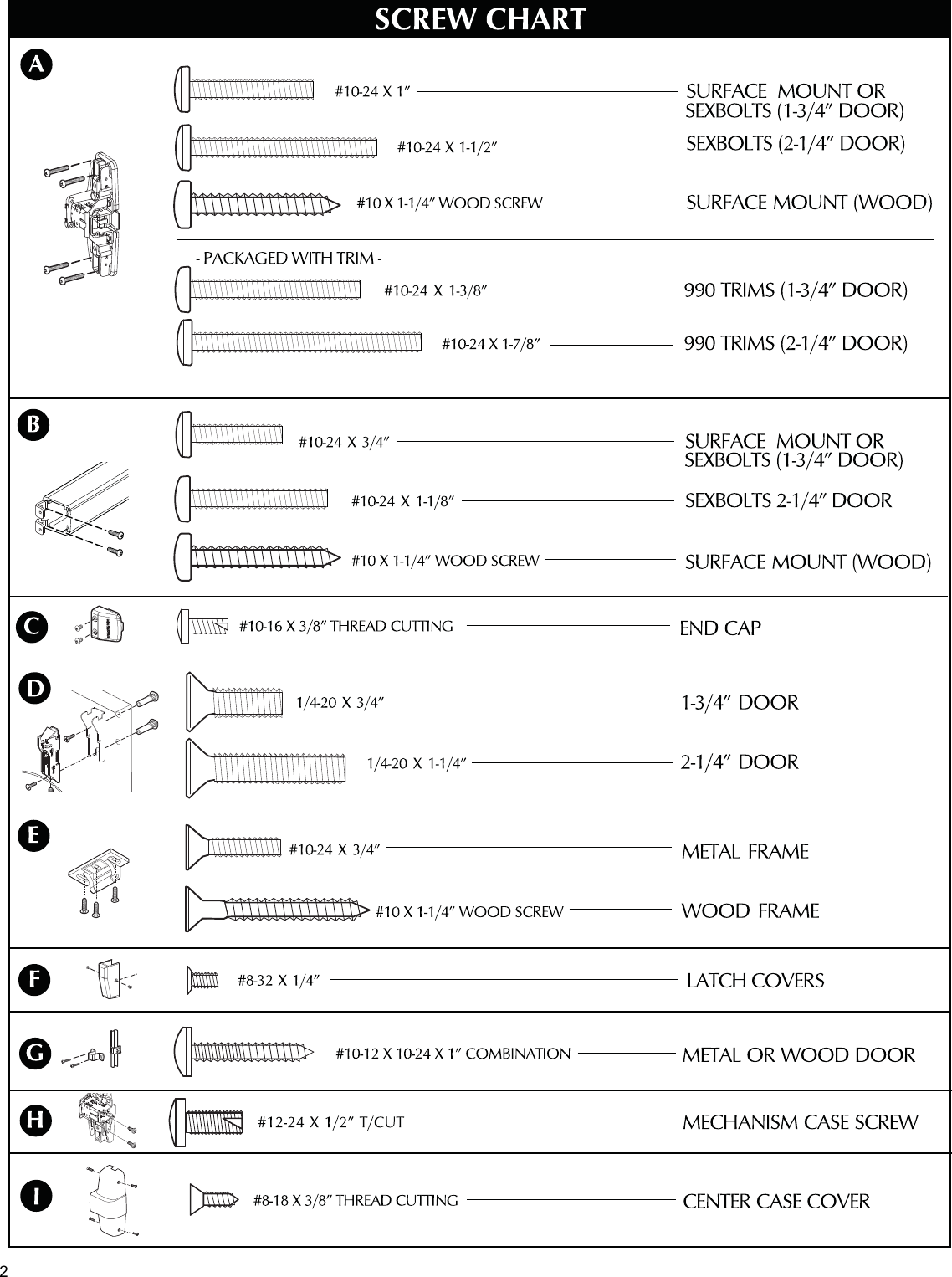 Page 2 of 12 - Von Duprin  HH98/9927 & HH98/9927-F Installation Instructions 109256