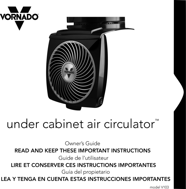 Vornado Fan Under Cabinet Air Curculator Users Manual