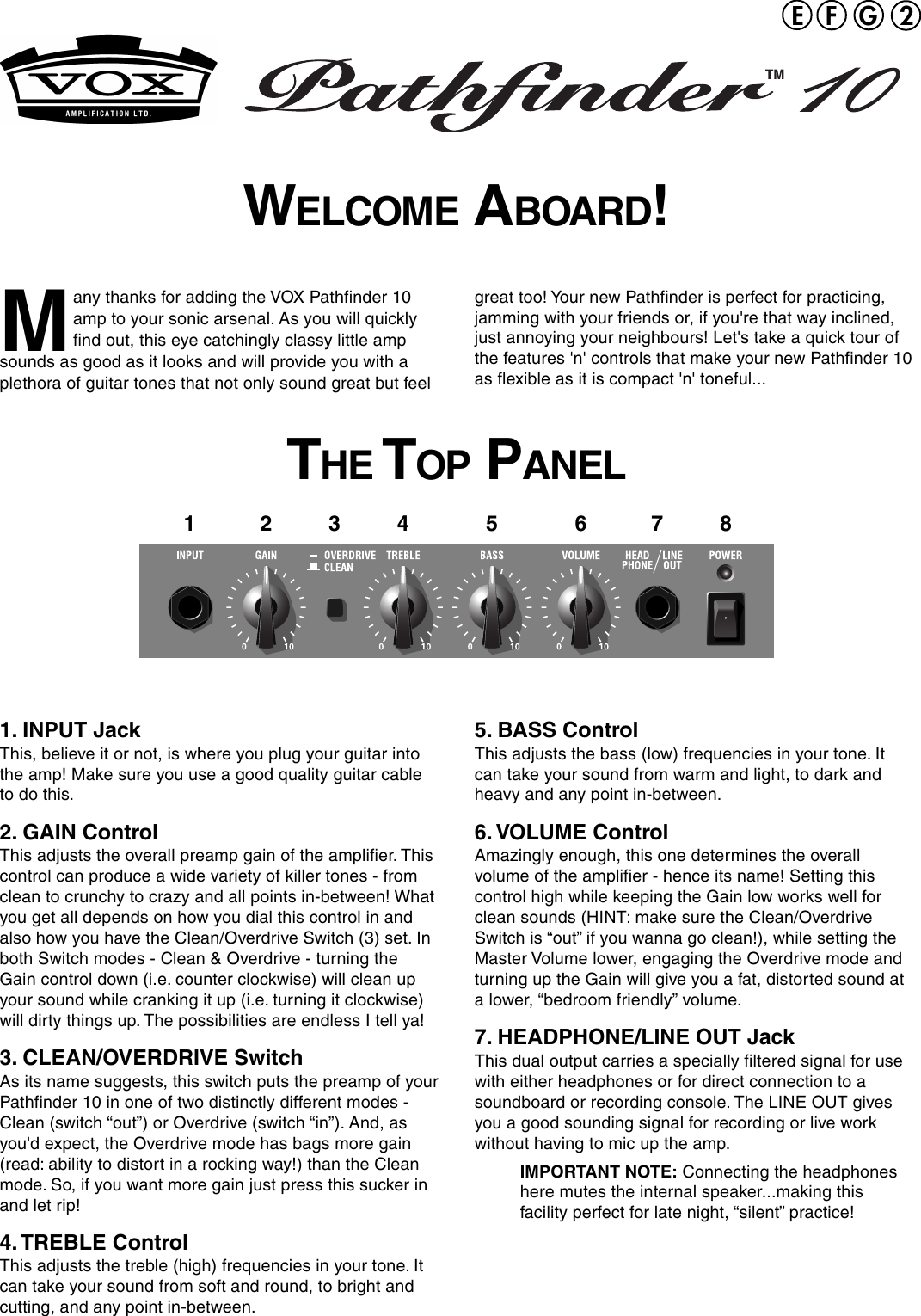 Page 1 of 9 - Vox Vox-Pathfinder-10-Users-Manual- Pathfinder 10 Manual  Vox-pathfinder-10-users-manual