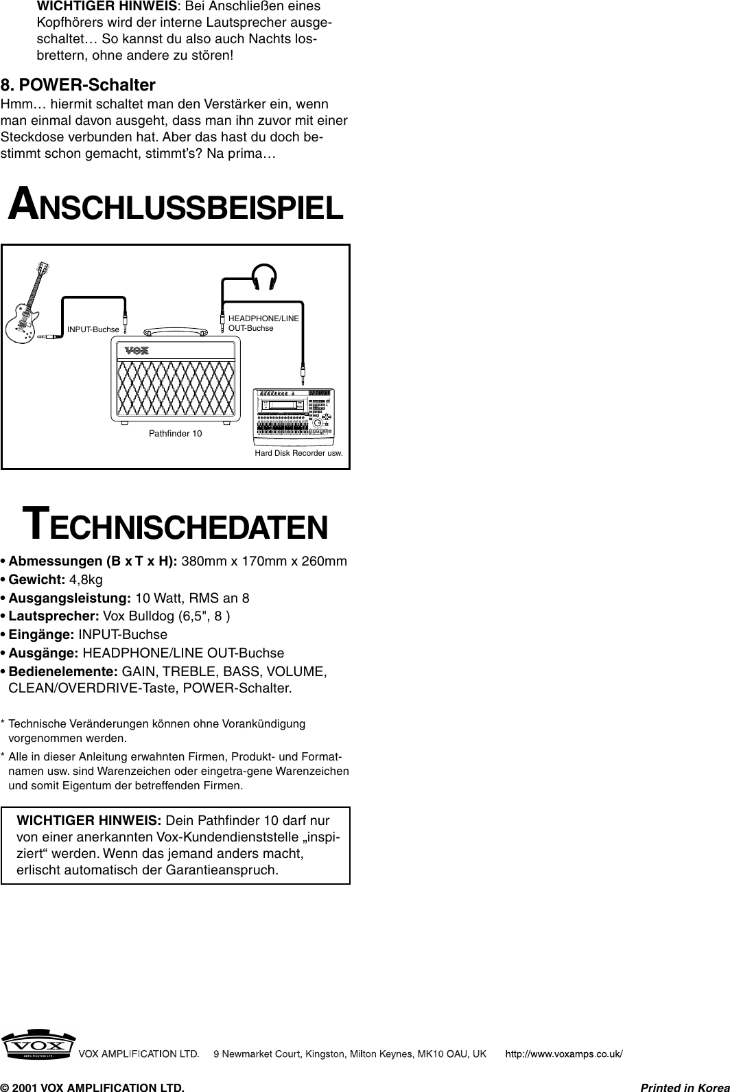 Page 8 of 9 - Vox Vox-Pathfinder-10-Users-Manual- Pathfinder 10 Manual  Vox-pathfinder-10-users-manual