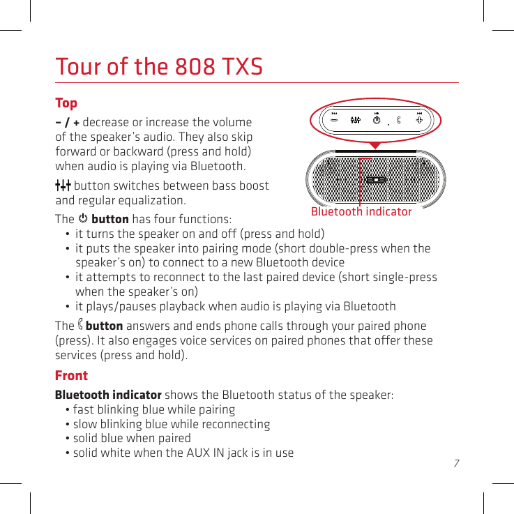 Page 7 of Voxx Accessories SP370 Bluetooth wireless speaker User Manual 
