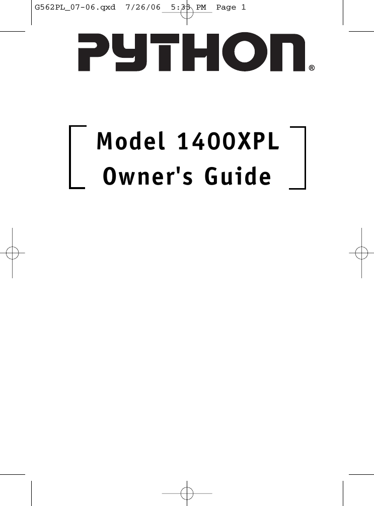 Model 1400XPLOwner&apos;s GuideG562PL_07-06.qxd  7/26/06  5:33 PM  Page 1