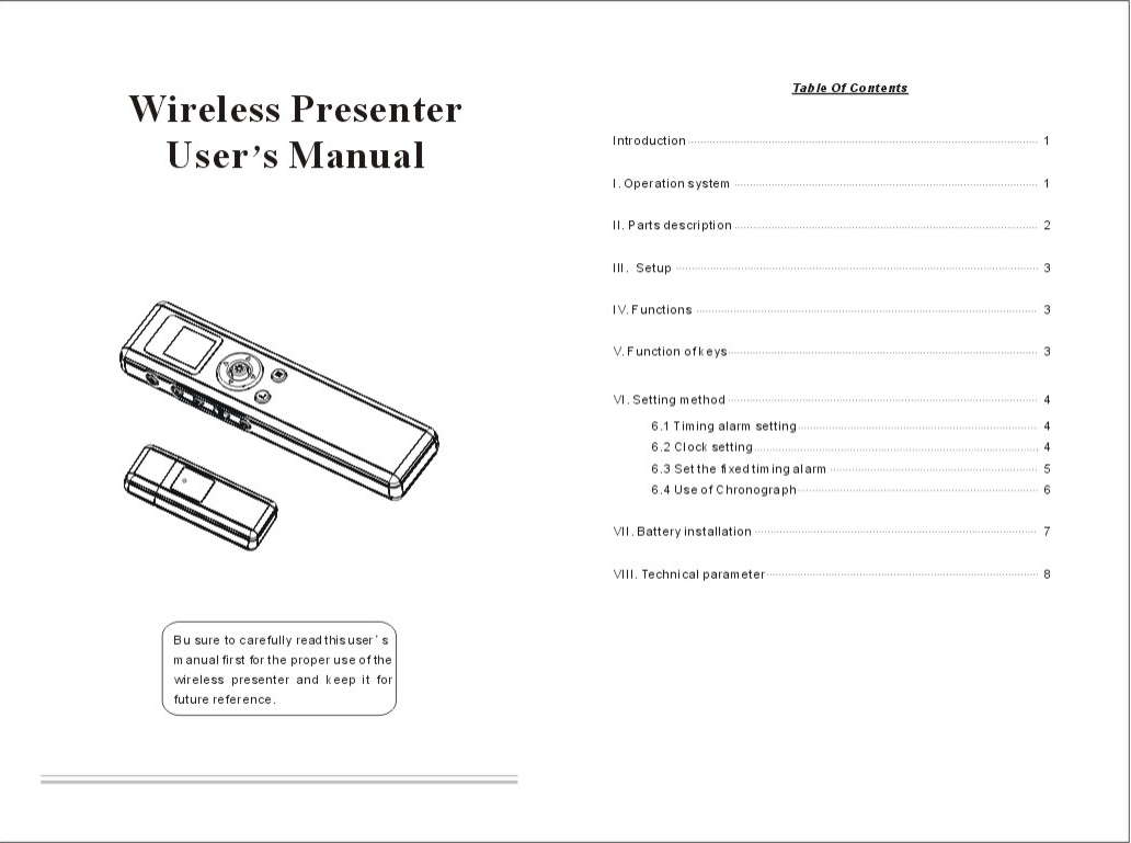 VSON TECHNOLOGY V3320 Witelss Presenter User Manual