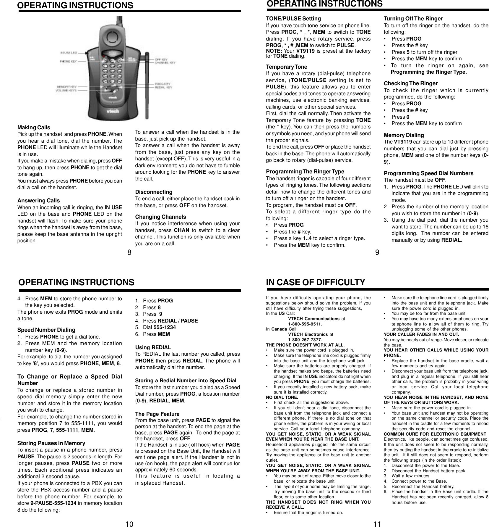 Page 3 of 4 - Vtech Vtech-9119-Users-Manual- USA MANU  Vtech-9119-users-manual