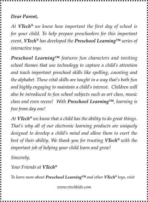 Page 2 of 8 - Vtech Vtech-Abc-Food-Fun-Users-Manual- Vtech-abc-food-fun-users-manual