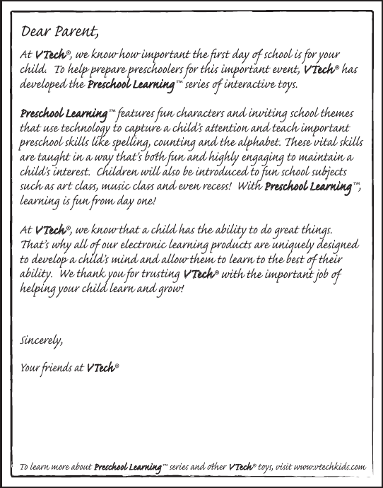 Page 2 of 10 - Vtech Vtech-Abc-Text-And-Go-Motion-Owners-Manual-  Vtech-abc-text-and-go-motion-owners-manual