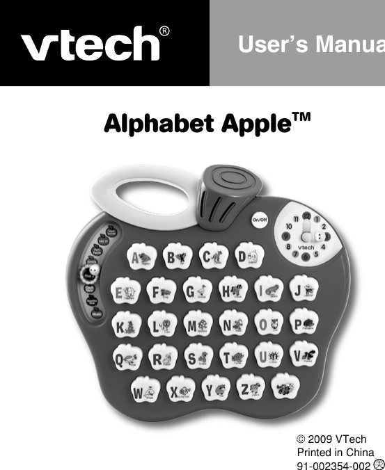 Page 1 of 10 - Vtech Vtech-Alphabet-Apple-Owners-Manual- Alphabet Apple - Manual  Vtech-alphabet-apple-owners-manual