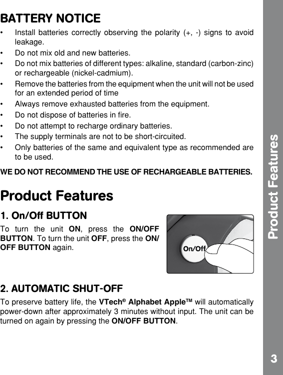 Page 5 of 10 - Vtech Vtech-Alphabet-Apple-Owners-Manual- Alphabet Apple - Manual  Vtech-alphabet-apple-owners-manual