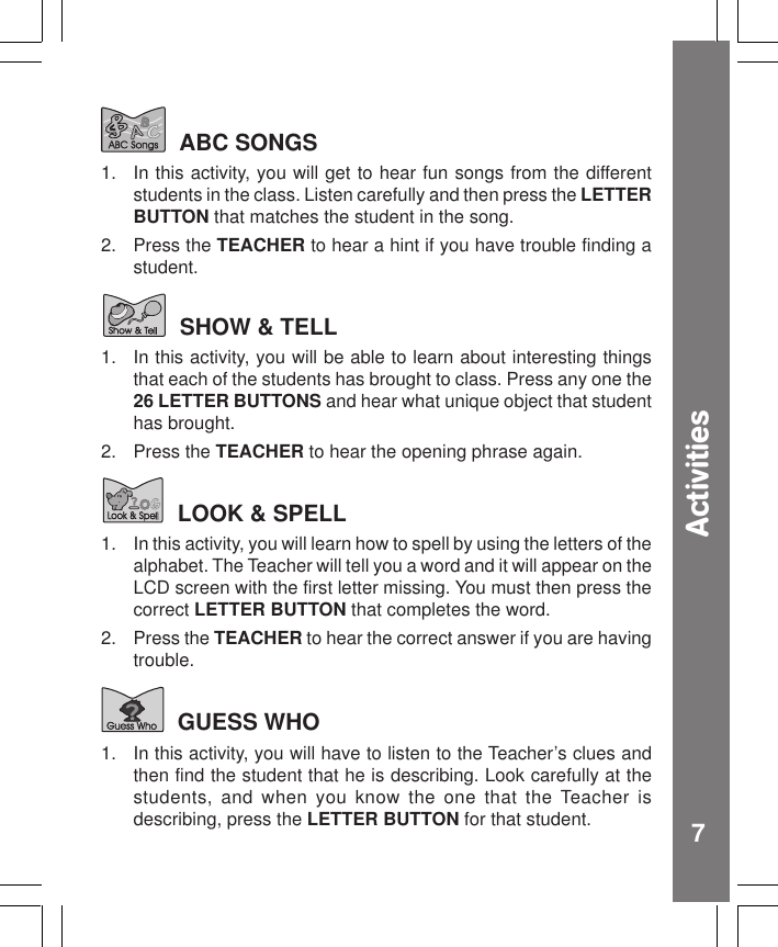 Page 8 of 10 - Vtech Vtech-Alphabet-Classroom-Owners-Manual- Alphabet Classroom  Vtech-alphabet-classroom-owners-manual