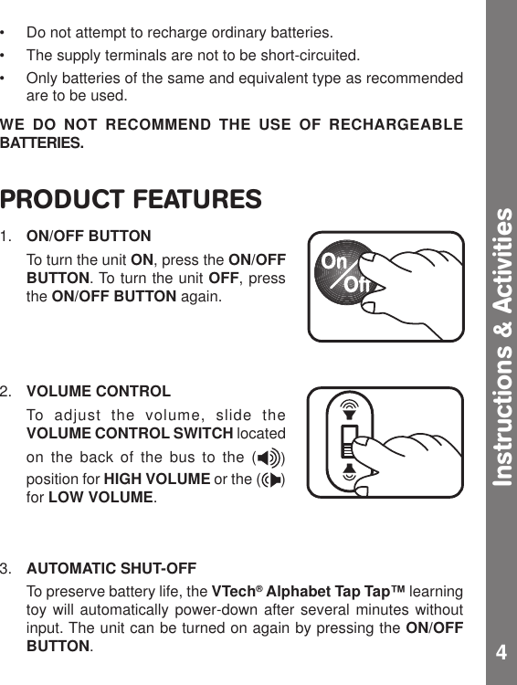 Page 5 of 8 - Vtech Vtech-Alphabet-Tap-Tap-Bus-Users-Manual-  Vtech-alphabet-tap-tap-bus-users-manual