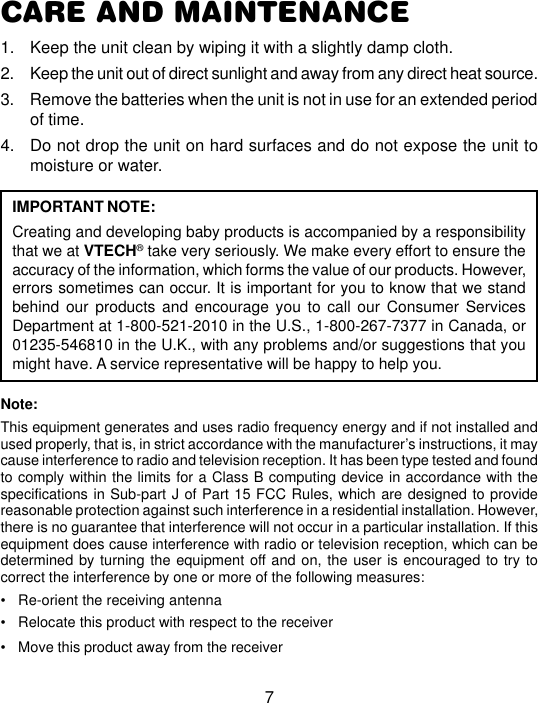 Page 8 of 8 - Vtech Vtech-Baby-Drake-Owners-Manual-  Vtech-baby-drake-owners-manual