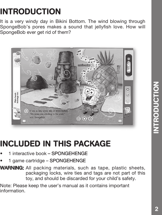 Page 3 of 8 - Vtech Vtech-Bugsby-Reading-System-Book-Spongebob-Squarepants-Spongehenge-Owners-Manual-  Vtech-bugsby-reading-system-book-spongebob-squarepants-spongehenge-owners-manual