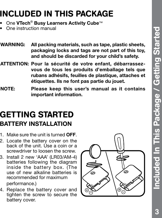 Page 4 of 11 - Vtech Vtech-Busy-Learners-Activity-Cube-Owners-Manual-  Vtech-busy-learners-activity-cube-owners-manual