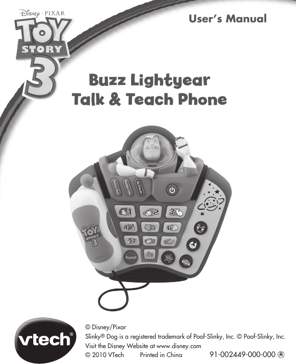 Page 1 of 10 - Vtech Vtech-Buzz-Lightyear-Talk-And-Teach-Phone-Owners-Manual-  Vtech-buzz-lightyear-talk-and-teach-phone-owners-manual