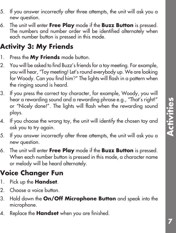 Page 8 of 10 - Vtech Vtech-Buzz-Lightyear-Talk-And-Teach-Phone-Owners-Manual-  Vtech-buzz-lightyear-talk-and-teach-phone-owners-manual