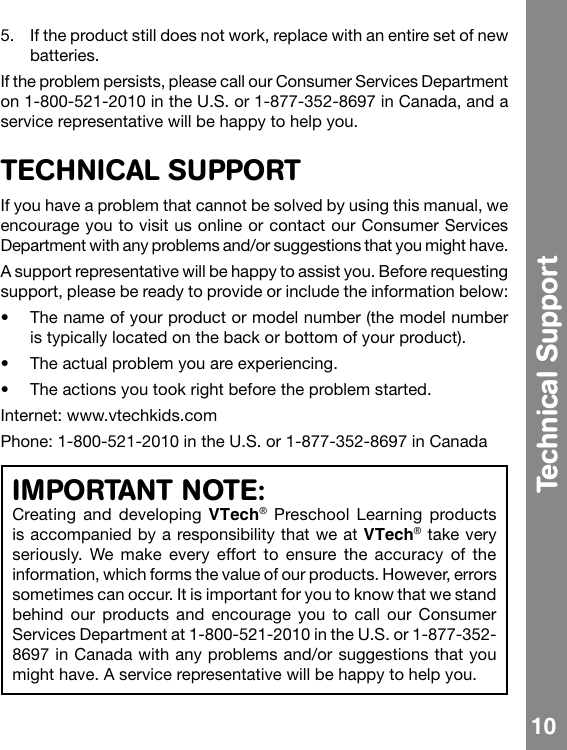 Page 11 of 12 - Vtech Vtech-Call-And-Chat-Learning-Phone-Owners-Manual-  Vtech-call-and-chat-learning-phone-owners-manual