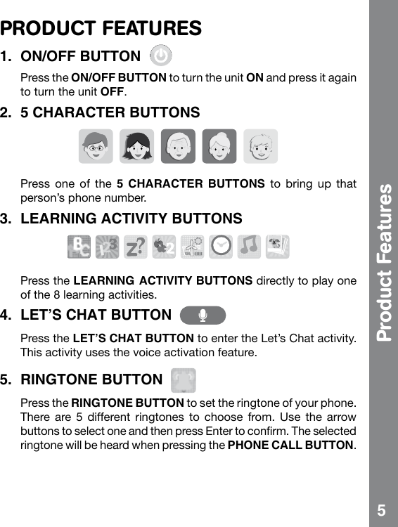 Page 6 of 12 - Vtech Vtech-Call-And-Chat-Learning-Phone-Owners-Manual-  Vtech-call-and-chat-learning-phone-owners-manual