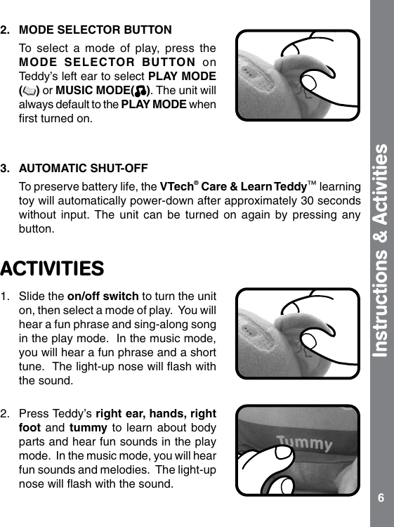 Page 6 of 10 - Vtech Vtech-Care-And-Learn-Teddy-Owners-Manual-  Vtech-care-and-learn-teddy-owners-manual