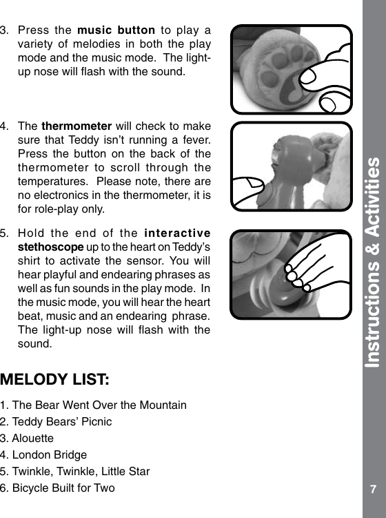 Page 7 of 10 - Vtech Vtech-Care-And-Learn-Teddy-Owners-Manual-  Vtech-care-and-learn-teddy-owners-manual