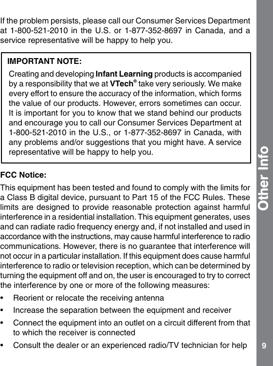 Page 9 of 10 - Vtech Vtech-Care-And-Learn-Teddy-Owners-Manual-  Vtech-care-and-learn-teddy-owners-manual