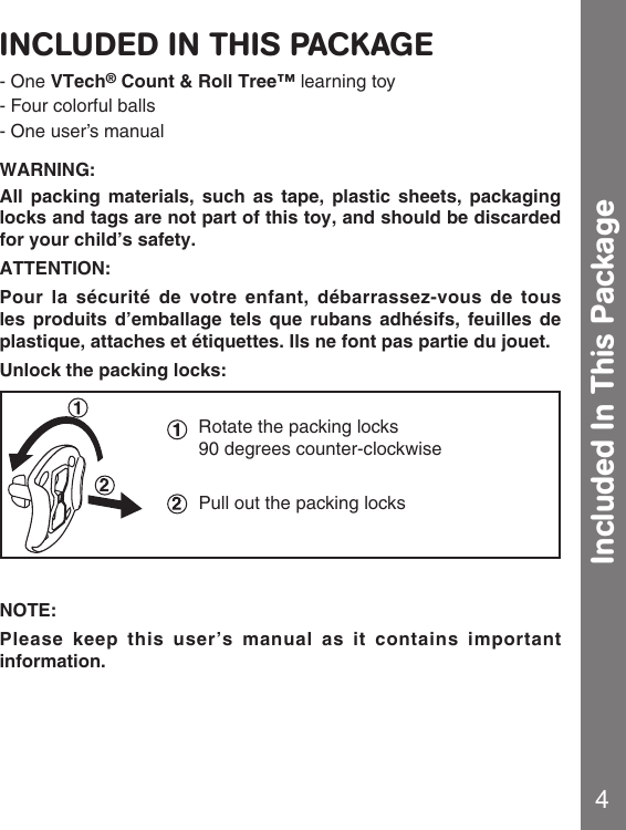 Page 4 of 12 - Vtech Vtech-Count-And-Roll-Tree-Owners-Manual-  Vtech-count-and-roll-tree-owners-manual
