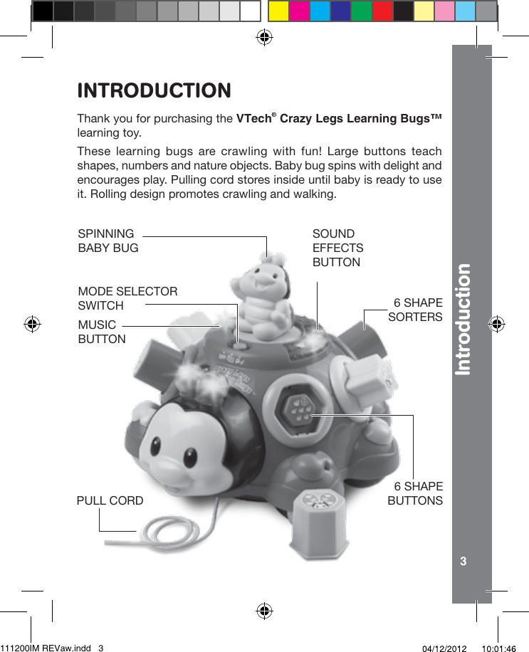 Page 3 of 11 - Vtech Vtech-Crazy-Legs-Learning-Bugs-Owners-Manual-  Vtech-crazy-legs-learning-bugs-owners-manual