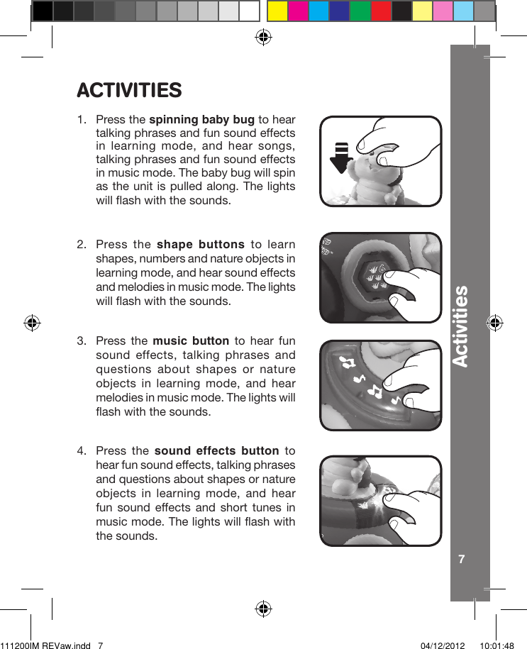 Page 7 of 11 - Vtech Vtech-Crazy-Legs-Learning-Bugs-Owners-Manual-  Vtech-crazy-legs-learning-bugs-owners-manual