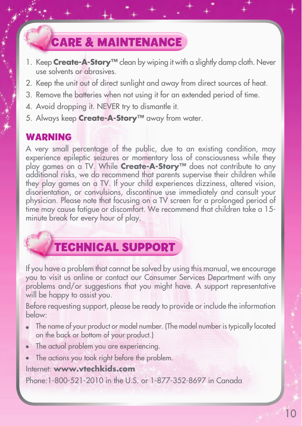 Page 11 of 12 - Vtech Vtech-Create-A-Story-Disney-Princess-Cinderella-And-Sleeping-Beauty-Owners-Manual- Create-A-Story(tm) Disney Princess  Vtech-create-a-story-disney-princess-cinderella-and-sleeping-beauty-owners-manual