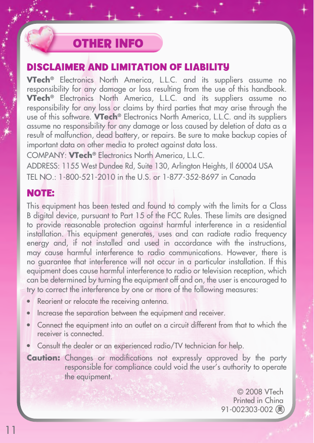 Page 12 of 12 - Vtech Vtech-Create-A-Story-Disney-Princess-Cinderella-And-Sleeping-Beauty-Owners-Manual- Create-A-Story(tm) Disney Princess  Vtech-create-a-story-disney-princess-cinderella-and-sleeping-beauty-owners-manual