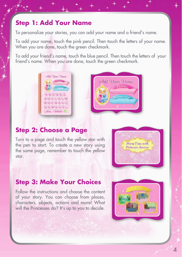 Page 5 of 12 - Vtech Vtech-Create-A-Story-Disney-Princess-Cinderella-And-Sleeping-Beauty-Owners-Manual- Create-A-Story(tm) Disney Princess  Vtech-create-a-story-disney-princess-cinderella-and-sleeping-beauty-owners-manual