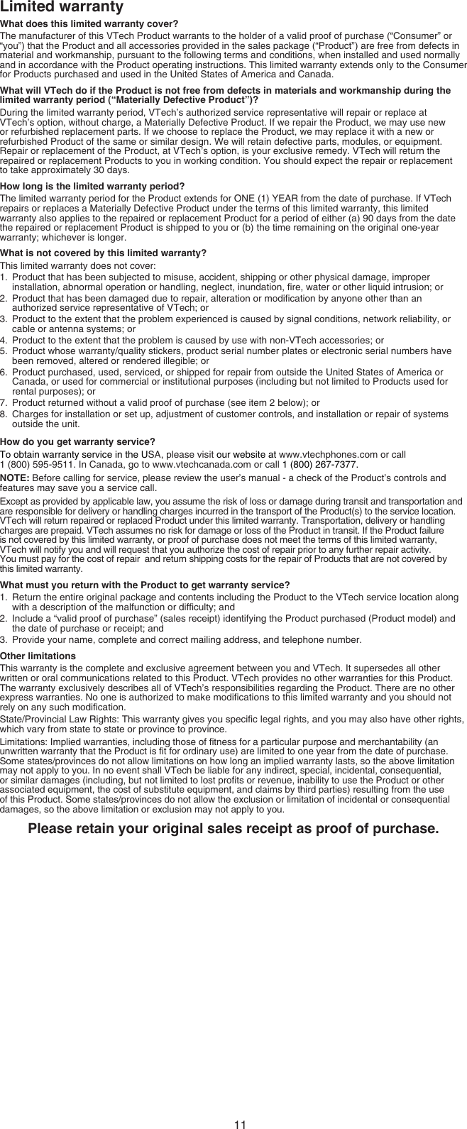 Page 11 of 12 - Vtech Vtech-Dect-6-0-Cs6609-Users-Manual-  Vtech-dect-6-0-cs6609-users-manual