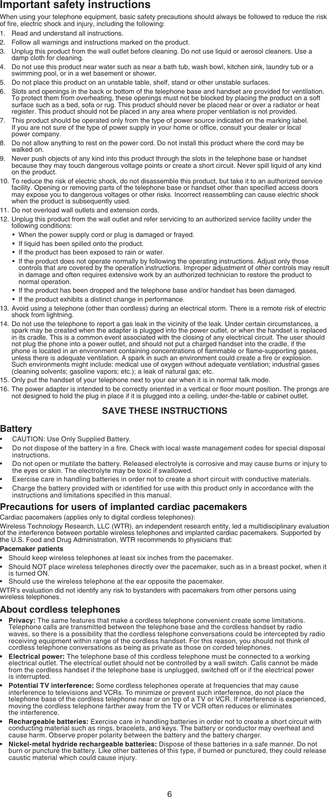 Page 6 of 12 - Vtech Vtech-Dect-6-0-Cs6609-Users-Manual-  Vtech-dect-6-0-cs6609-users-manual