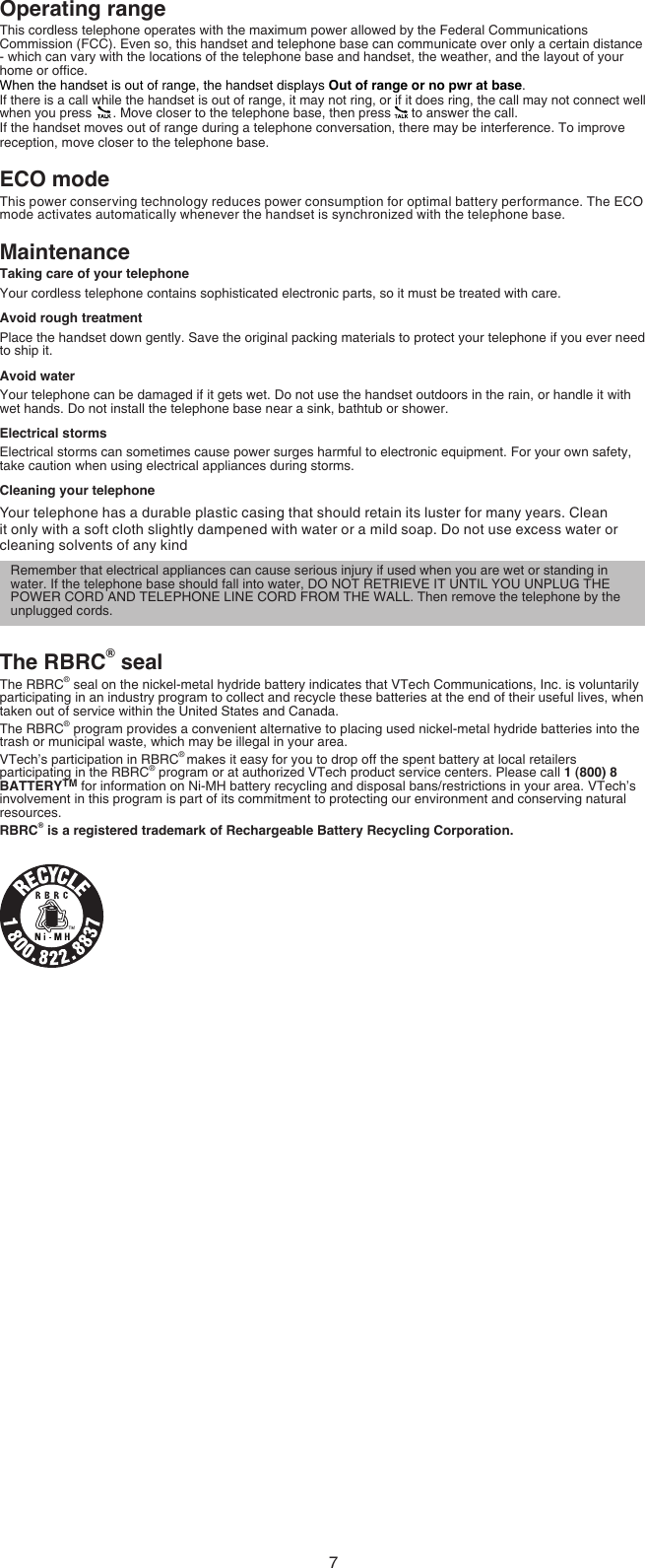 Page 7 of 12 - Vtech Vtech-Dect-6-0-Cs6609-Users-Manual-  Vtech-dect-6-0-cs6609-users-manual