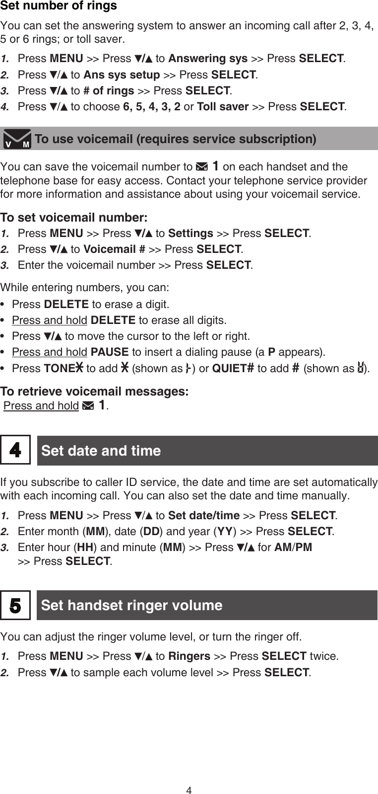 Page 4 of 12 - Vtech Vtech-Dect-6-0-Cs6759-3-Users-Manual-  Vtech-dect-6-0-cs6759-3-users-manual