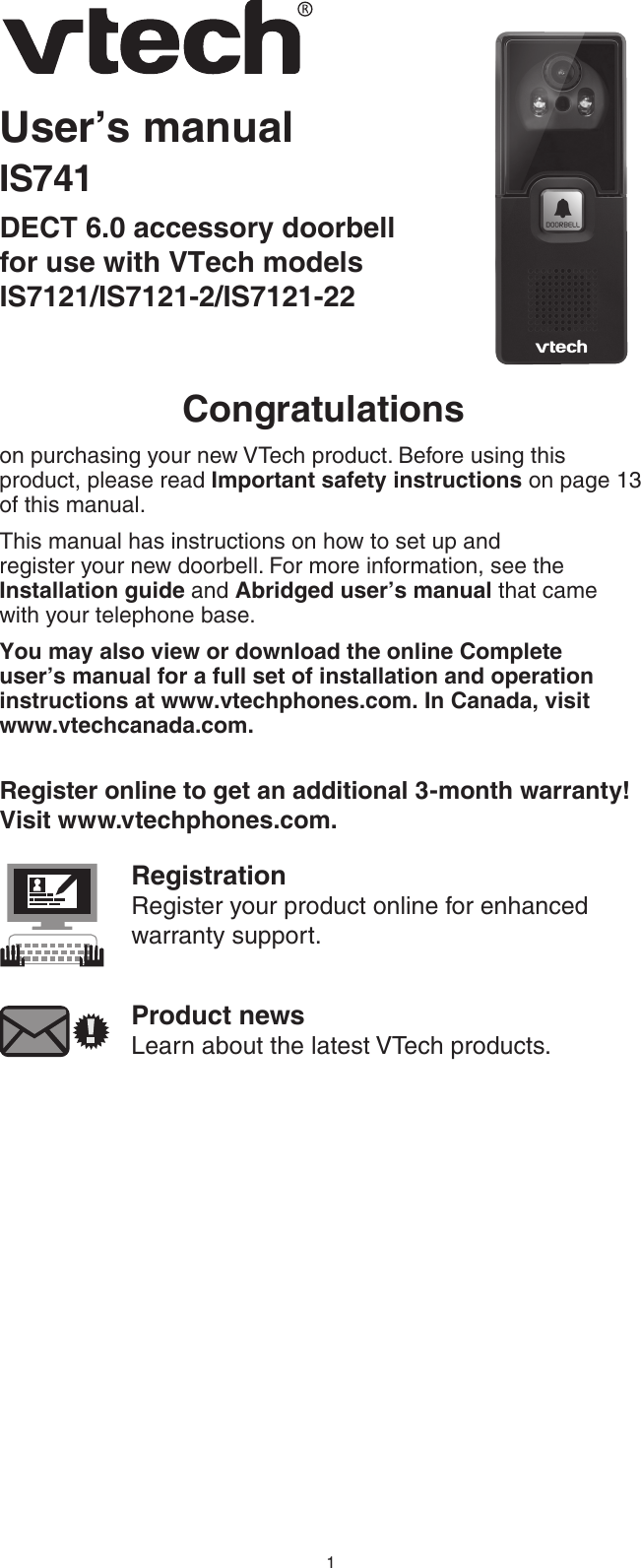 Vtech Dect 6 0 Is741 Users Manual