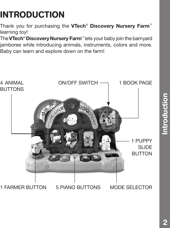 Page 3 of 10 - Vtech Vtech-Discovery-Nursery-Farm-Owners-Manual-  Vtech-discovery-nursery-farm-owners-manual