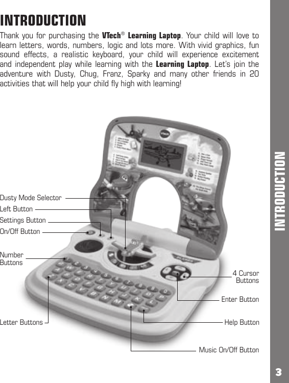 Page 3 of 12 - Vtech Vtech-Disney-Planes-Learning-Laptop-Owners-Manual-  Vtech-disney-planes-learning-laptop-owners-manual