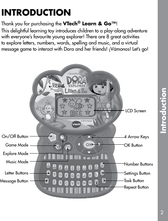 Page 3 of 10 - Vtech Vtech-Dora-Learn-And-Go-Owners-Manual-  Vtech-dora-learn-and-go-owners-manual
