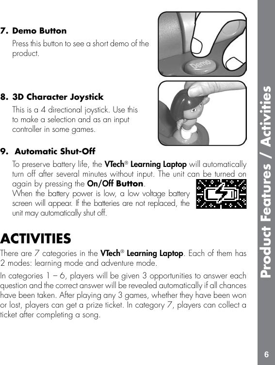 Page 7 of 12 - Vtech Vtech-Dora-Learning-Laptop-Owners-Manual-  Vtech-dora-learning-laptop-owners-manual