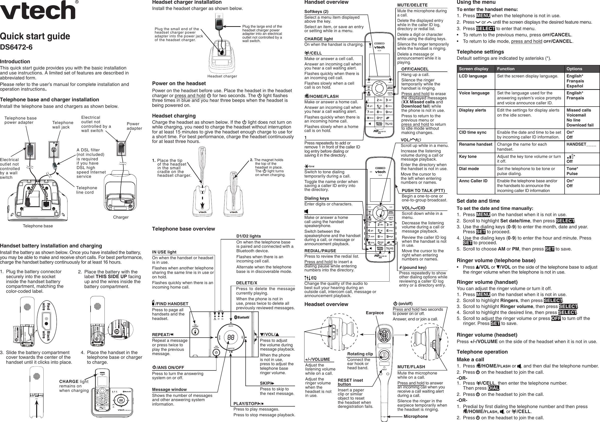 Page 1 of 2 - Vtech Vtech-Ds6472-6-Users-Manual-  Vtech-ds6472-6-users-manual