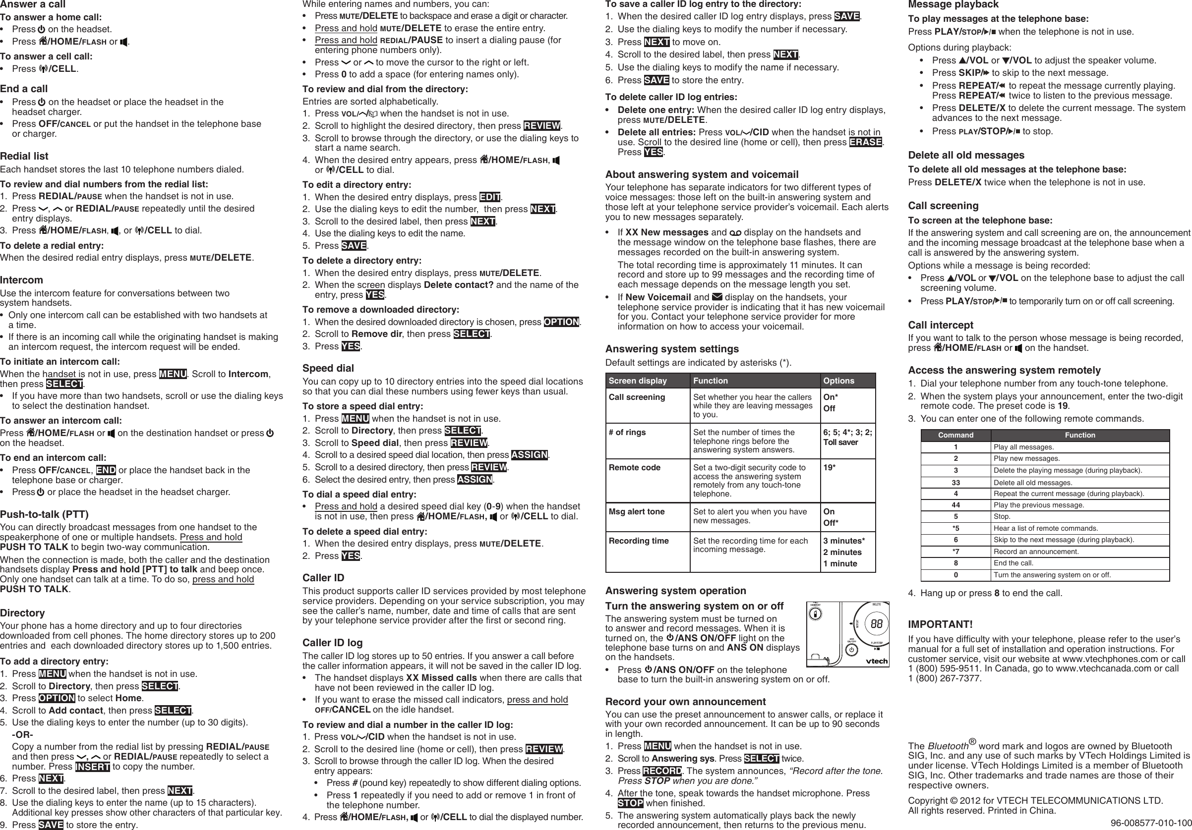 Page 2 of 2 - Vtech Vtech-Ds6472-6-Users-Manual-  Vtech-ds6472-6-users-manual