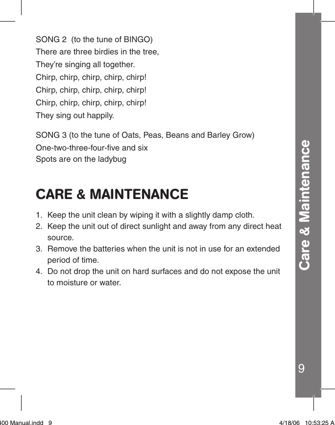 Page 10 of 12 - Vtech Vtech-Explore-And-Learn-Mat-Owners-Manual- 69400 Manual AW  Vtech-explore-and-learn-mat-owners-manual