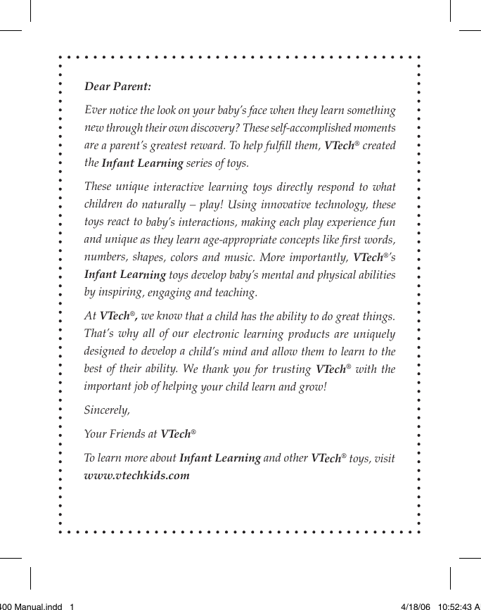 Page 2 of 12 - Vtech Vtech-Explore-And-Learn-Mat-Owners-Manual- 69400 Manual AW  Vtech-explore-and-learn-mat-owners-manual