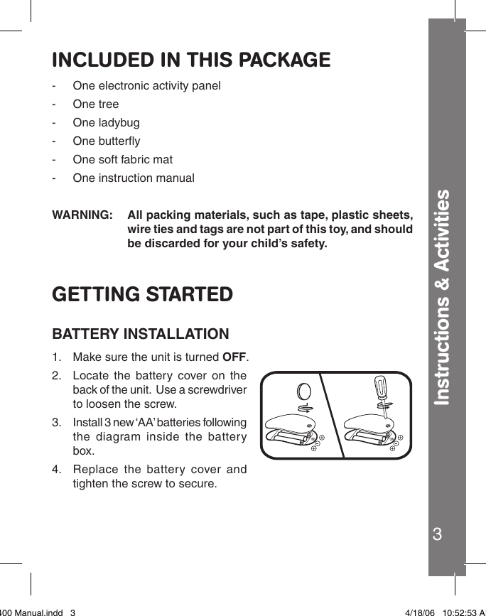 Page 4 of 12 - Vtech Vtech-Explore-And-Learn-Mat-Owners-Manual- 69400 Manual AW  Vtech-explore-and-learn-mat-owners-manual