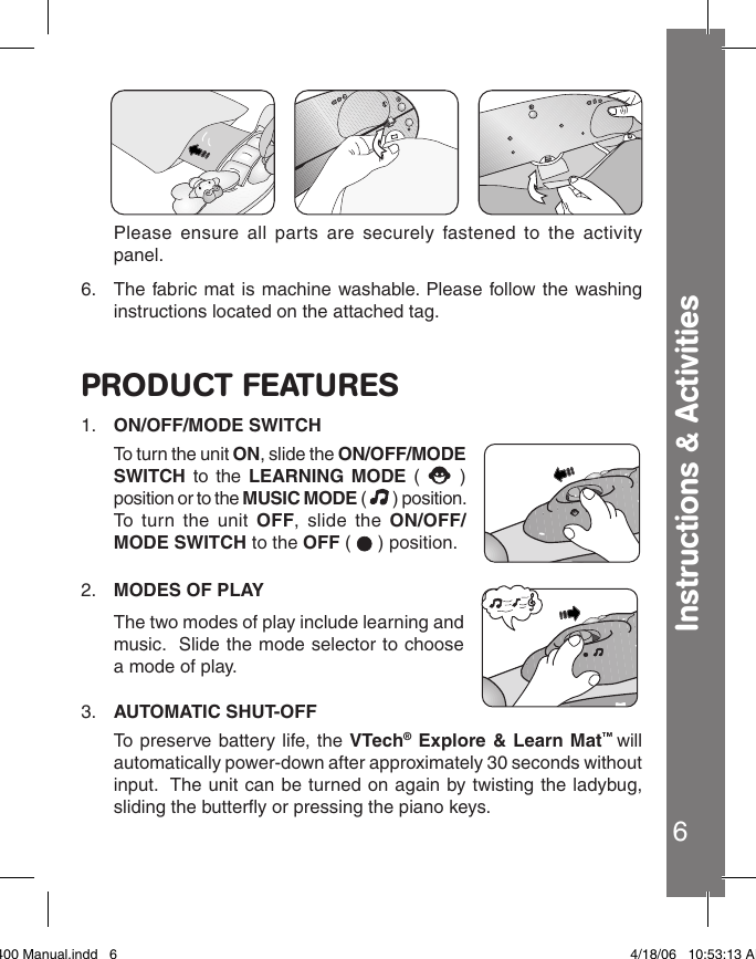 Page 7 of 12 - Vtech Vtech-Explore-And-Learn-Mat-Owners-Manual- 69400 Manual AW  Vtech-explore-and-learn-mat-owners-manual