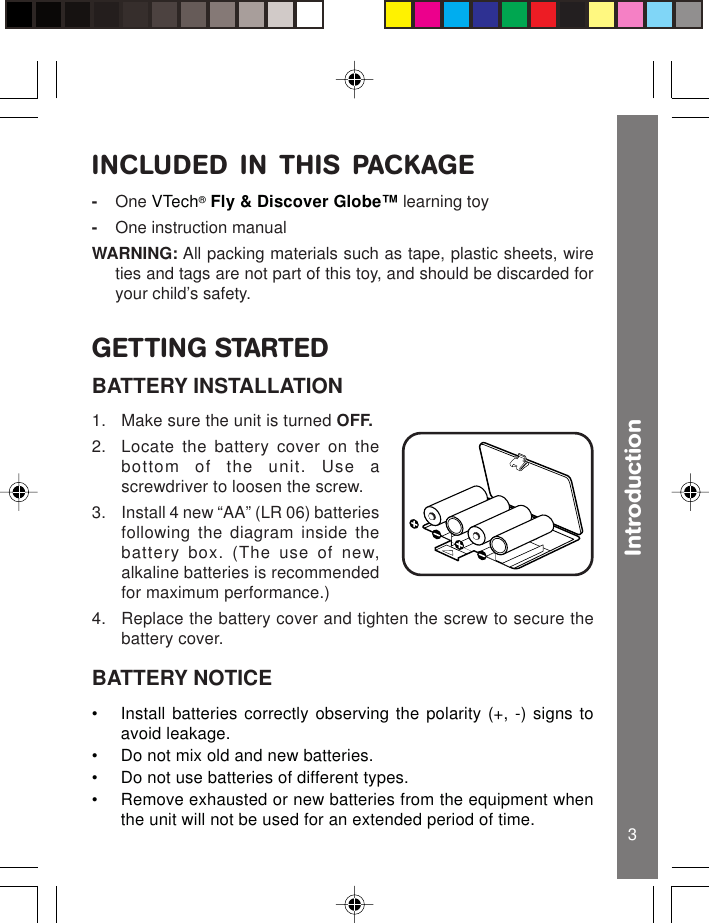 Page 4 of 12 - Vtech Vtech-Fly-And-Discover-Globe-Owners-Manual- Fly-n-Discover Globe  Vtech-fly-and-discover-globe-owners-manual