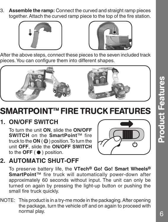 Page 7 of 12 - Vtech Vtech-Go-Go-Smart-Wheels-Fire-Command-Rescue-Center-Owners-Manual-  Vtech-go-go-smart-wheels-fire-command-rescue-center-owners-manual