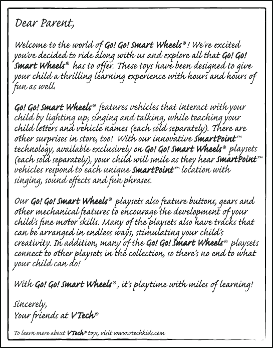 Page 2 of 7 - Vtech Vtech-Go-Go-Smart-Wheels-Launch-And-Go-Storage-Case-Owners-Manual-  Vtech-go-go-smart-wheels-launch-and-go-storage-case-owners-manual