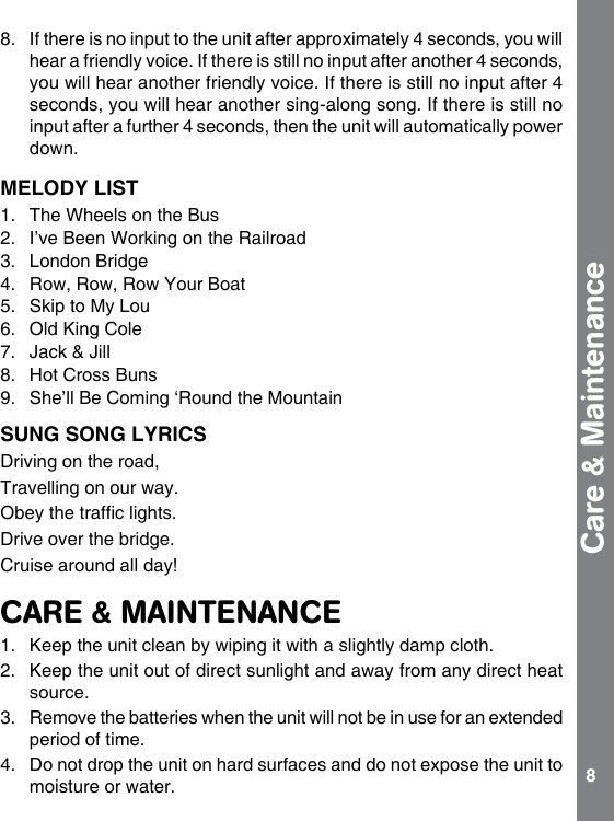 Page 8 of 10 - Vtech Vtech-Go-Go-Smart-Wheels-Traffic-Signal-Bridge-Owners-Manual-  Vtech-go-go-smart-wheels-traffic-signal-bridge-owners-manual