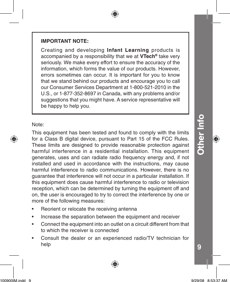 Page 10 of 11 - Vtech Vtech-Hammer-Fun-Learning-Truck-Owners-Manual- Hammer Fun Learning Truck - Manual  Vtech-hammer-fun-learning-truck-owners-manual